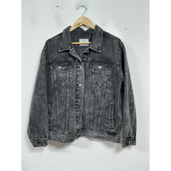 Old Navy Jackets & Blazers - Womans Excellent Cond. Old Navy Boyfriend ButtonUp Jean Jacket Large Faded Black